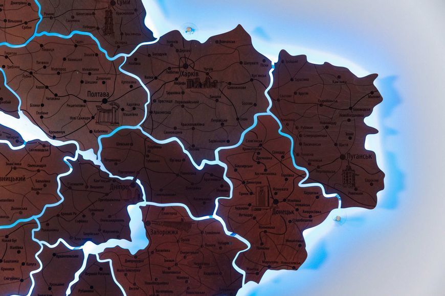 Карта Украины с подсветкой из дерева Орех &mdash; уникальный подарок 535860006 фото