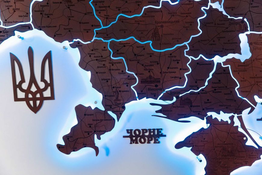 Карта Украины с подсветкой из дерева Орех &mdash; уникальный подарок 535860006 фото