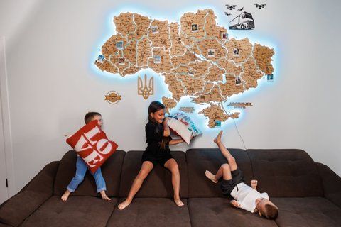 Карта Украины с подсветкой из дерева Дуб &mdash; уникальный подарок 235859974 фото