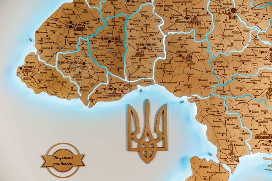 Карта Украины с подсветкой из дерева Дуб &mdash; уникальный подарок 235859974 фото