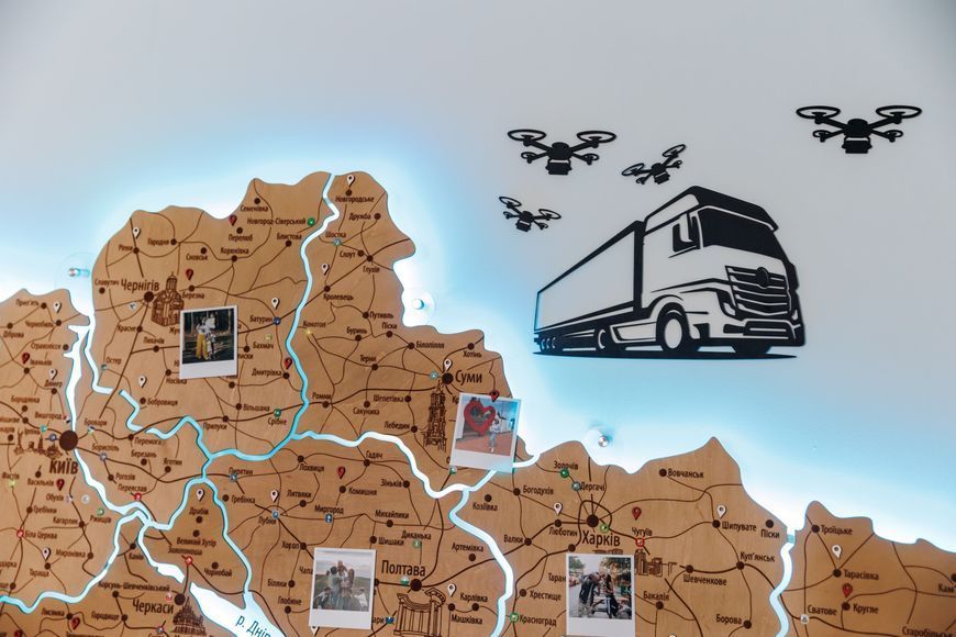 Карта Украины с подсветкой из дерева Дуб &mdash; уникальный подарок 235859974 фото